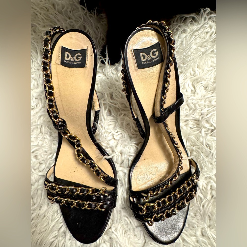 D&G Black and Gold Women's Sandals
